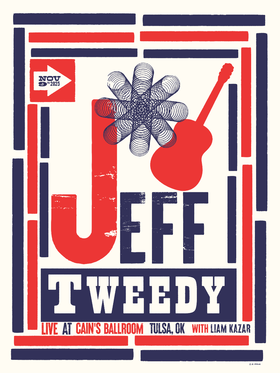 Jeff Tweedy poster - Tulsa, OK Cain's Ballroom 2025